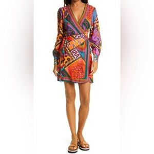 FARM Rio Dotted Patch Scarf Mini Dress - Size: Small